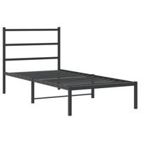 Bedframe met hoofdbord metaal zwart 90x190 cm - thumbnail