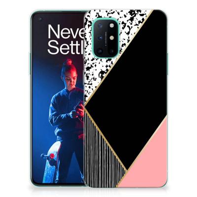 OnePlus 8T | TPU Hoesje | Zwart Roze Vormen