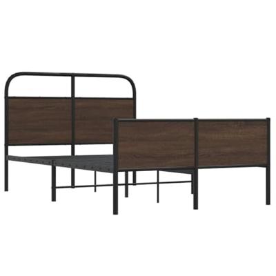 Bedframe zonder matras bewerkt hout bruin eikenkleur 120x190 cm Bedframe zonder matras bewerkt hout bruin eikenkleur 120x190 cm