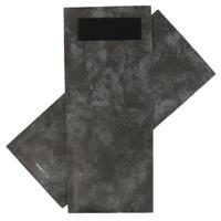 Bestekzakje IEZZY 190x85mm antraciet gemarmerd met zwart servet 500st - thumbnail