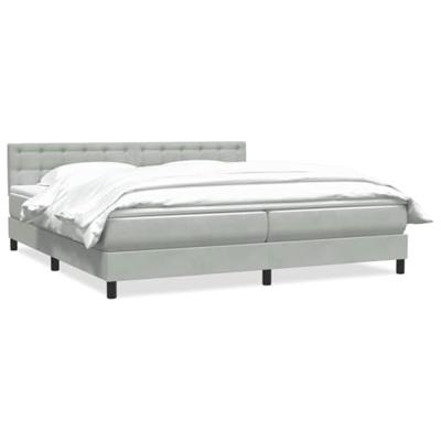 Boxspring met matras fluweel lichtgrijs 180x220 cm