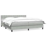 Boxspring met matras fluweel lichtgrijs 180x220 cm - thumbnail