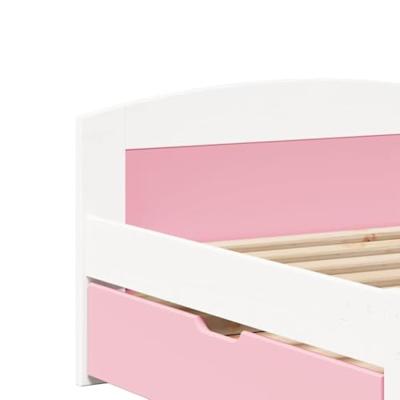 Slaapbank met 2 lades zonder matras IRUN 90x200 cm wit en roze Slaapbank met 2 lades zonder matras IRUN 90x200 cm wit en roze