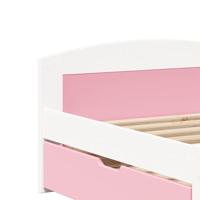 Slaapbank met 2 lades zonder matras IRUN 90x200 cm wit en roze - thumbnail