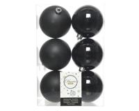6 onbreekbare kerstballen zwart 8 cm - thumbnail