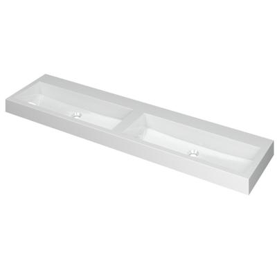 INK Momento Wastafel Polystone Dubbel Zonder Kraangaten - 1800x450x90 mm - Mat Wit