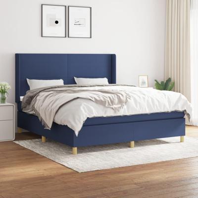 Boxspring met matras stof blauw 160x200 cm