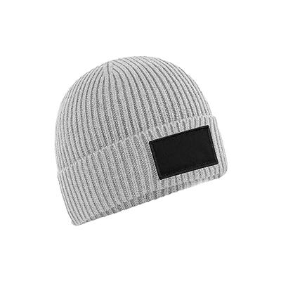 Beechfield CB442R Fashion Patch Beanie - Oatmeal/Black - One Size