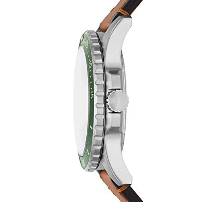Fossil FS5946 Horloge Fossil Blue staal-leder zilverkleurig-groen-bruin 42 mm