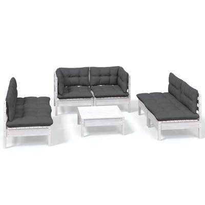 7-delige Loungeset met kussens massief grenenhout - thumbnail