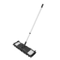 Clean Home chenille vloerwisser met telescopische steel zwart/wit - thumbnail