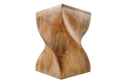 Massieve kruk TWIST 45cm natuurlijke mangohouten handgemaakte bijzettafel - 43849