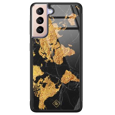 Samsung Galaxy S21 glazen hardcase - Wereldkaart