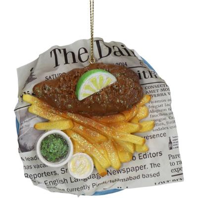 Ornament Fish & Chips Polyresin Multi 10.2cm HD Collection - Hd collection