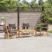 Tuinbankenset 5 pcs Naturel Massief Teakhout - thumbnail