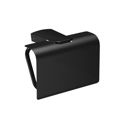 Toiletrolhouder Sapho Zen Black 13.6x9.9 cm met Klep Zwart Sapho