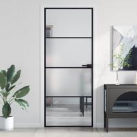 VidaXL Binnendeur smal 83x201,5 cm gehard glas en aluminium zwart - thumbnail