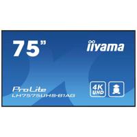 iiyama Prolite LH7575UHS-B1AG 189,3 cm 75 inch digitale signage display IPS LED-paneel 4K UHD HDMI DP in/Out USB2.0 RS-232c RJ45 mediaspeler Android OS WiFi SDM-L Micro-SD 24/7 zwart - thumbnail