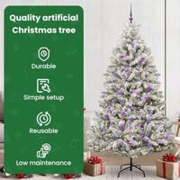 Kunstkerstboom met 300 LED Groen en Wit 210 cm PVC en Metaal - thumbnail