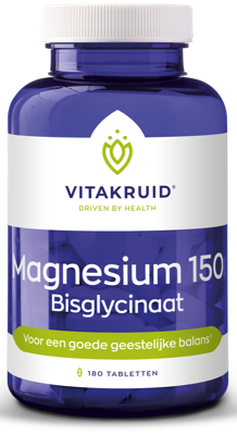 Vitakruid Magnesium 150 Bisglycinaat met 200mg L-Taurine 180 Tabletten