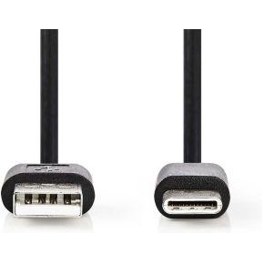 Nedis USB-Kabel | USB 2.0 | USB-A Male | USB-C Male | 2.5 W | 480 Mbps | Vernikkeld | 2.00 m | Rond | PVC | Zwart | Label - CCGL60601BK20