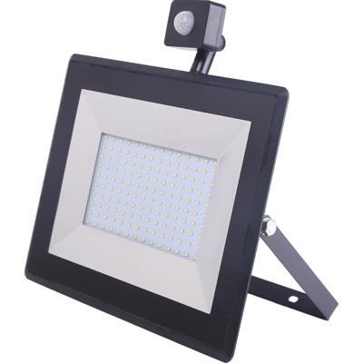 LED Bouwlamp 100W met Sensor - 4000K Natuurlijk Wit - IP65 Waterdicht - Mat Zwart