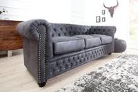 Design 3-zits bank CHESTERFIELD 200cm antiek grijze veerkern 3-zits loungebank - 37391 - thumbnail
