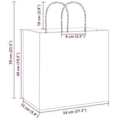 VidaXL Papieren zakken 250 st met hengsels 54x15x49 cm roze