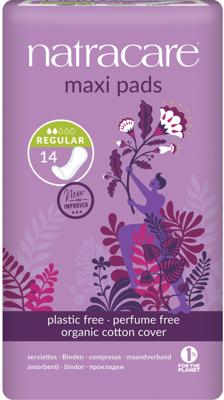 Natracare Maxi Pads Regular Maandverband 14st Natracare Maxi Pads Regular Maandverband 14st