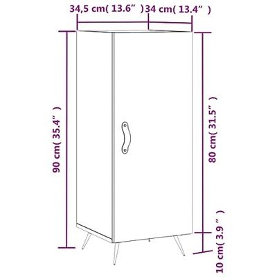 Dressoir 34,5x34x90 cm bewerkt hout gerookt eiken