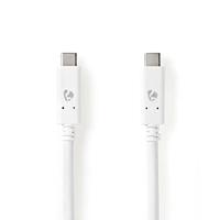 Nedis USB-C naar USB-C kabel met E-Marker chip - USB3.2 (tot 10 Gbit/s) - PD tot 20V/5A - video tot 4K 60Hz / wit - 1 meter - thumbnail