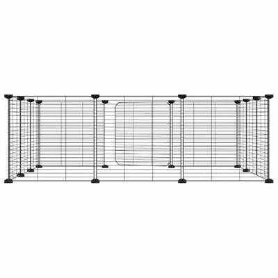 VidaXL Huisdierkooi met 12 panelen en deur, zwart 35x35 cm staal