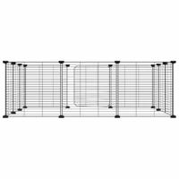 VidaXL Huisdierkooi met 12 panelen en deur, zwart 35x35 cm staal - thumbnail