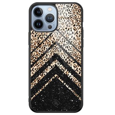 iPhone 13 Pro Max glazen hardcase - Chevron luipaard