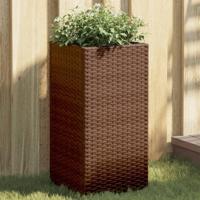 Plantenbakken 2 st 30x30x60 cm poly rattan bruin - thumbnail