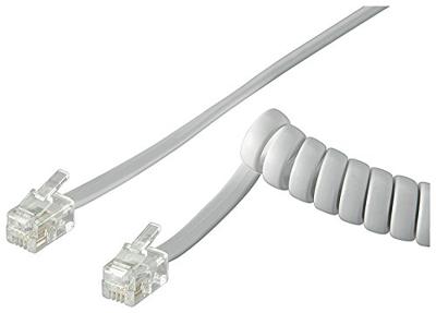 Goobay 68601 telefoonkabel RJ10-stekker telefoonkabel spiraalkabel telefoonstekker RJ10-kabel vaste telefoon telefoonkabel telefoonkabel wit 4 m