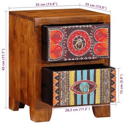 Nachtkastje 35x35x45 cm massief acaciahout