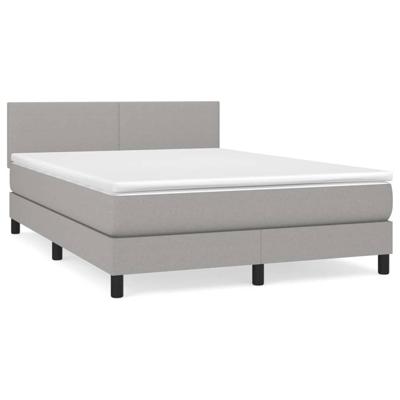 Boxspring met matras stof lichtgrijs 140x200 cm
