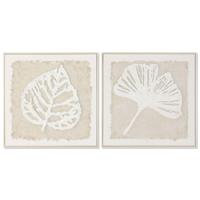 Canvas Home ESPRIT Wit Beige Blad van een plant Cottage 62,5 X 3,5 X 62,5 CM (2 Stuks) - thumbnail