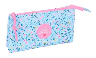 Pennenetui met 3 vakken Vicky Martín Berrocal Paraíso Roze Licht Blauw 22 x 12 x 3 cm
