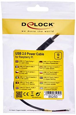 Delock USB-kabel USB 2.0 USB-A stekker, Open kabeleinde 0.10 m Zwart 85250 - thumbnail