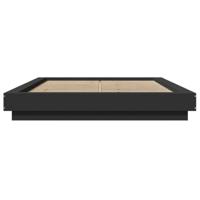Bedframe bewerkt hout zwart 140x190 cm - thumbnail