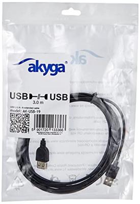 Akyga USB-kabel USB-A stekker, USB-A bus 3.00 m Zwart AK-USB-19 - thumbnail
