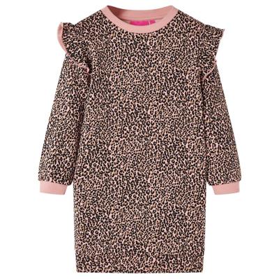 Kinderjurk met luipaardprint 92 middelroze Kinderjurk met luipaardprint 92 middelroze