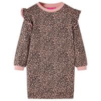 Kinderjurk met luipaardprint 92 middelroze - thumbnail