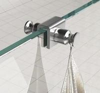 Xellanz Dubbele handdoekhaak voor douchewand chroom - thumbnail