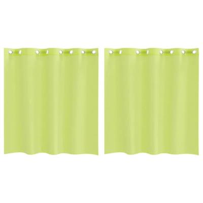 Gordijnen Voile met doorvoertules 2 st 140x140 cm appelgroen
