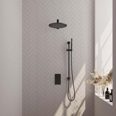 Inbouw Regendouche Set Brauer Black Edition Wanduitloop Ronde Hoofddouche 30 cm Met Glijstang Mat Zwart Brauer