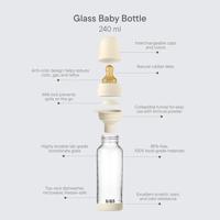 BIBS Glas Latex Medium Flow Babyfles 2+ Maanden Ivory - thumbnail