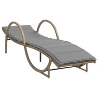 Ligbed met kussen 60x199x42 cm poly rattan beige - thumbnail